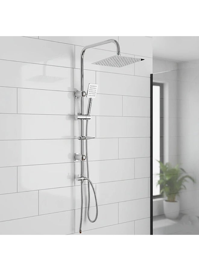 Chrome Stainless Steel 304 Shower Column with Square Handheld Shower - Image 1